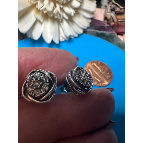 Sterling Square Knot Post Earrings - Picture 4 of 5